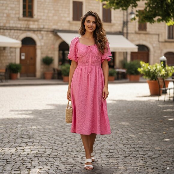 J.ING Dresses & Skirts - NWT J.ING Pink Short Sleeve Midi Dress